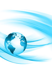 Best Internet Concept of global business. Globe, glowing lines on technological background. Wi-Fi, rays, symbols Internet, 3D illustration