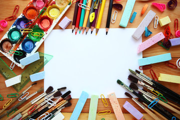 Fototapeta premium Brushes and paints for drawing