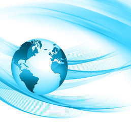 Best Internet Concept of global business. Globe, glowing lines on technological background. Wi-Fi, rays, symbols Internet, 3D illustration