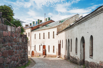 Fototapeta na wymiar Buildings inside Vyborg castle. Vyborg, Russia.