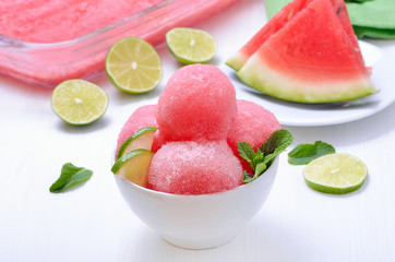 Scoop of watermelon sorbet