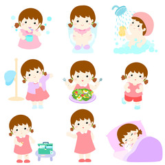 Healthy hygiene for girl cartoon vector