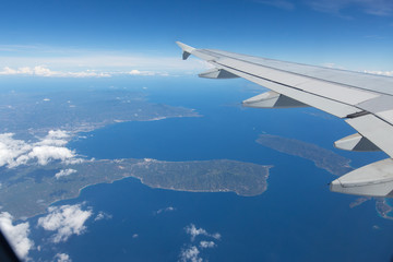 Wing aircraft on the sky above the Philippines earth and sky and clouds