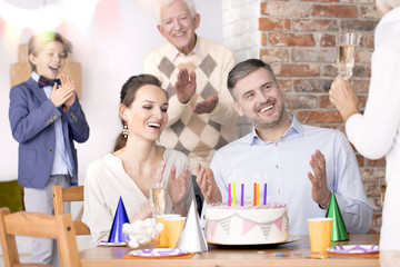 Couple celebrating wedding anniversary