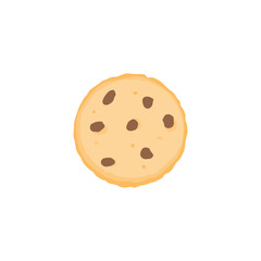 Chocolate chip cookie icon, flat design