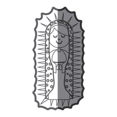 grayscale silhouette of canvas of virgin of guadalupe vector illustration