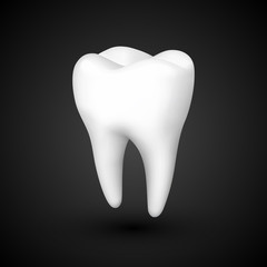 tooth on a black background, template design element, Vector illustration
