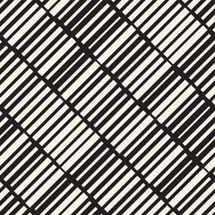 Vector Seamless Black And White Irregular Dash Rectangles Grid Pattern. Abstract Geometric Background Design