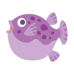 フグ、海の生き物キャラクター、アイコン