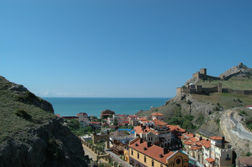 Панорама Судака с Генуэзской крепостью