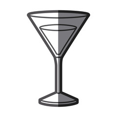 grayscale silhouette of drink cocktail glass vermouth with half shadow vector illustration