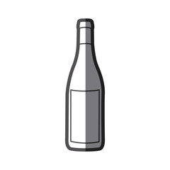 grayscale silhouette with bottle of wine with label vector illustration