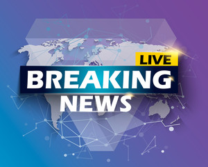 Breaking News Live, vector infographic. World Map Background. Vector Illustration.