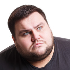 Obraz premium Shocking news, man expressing wonder, face emotion