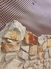 Platon waterproofing plastic membrane at construction with stones