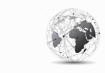 World map point line composition representing the global. Global network connection