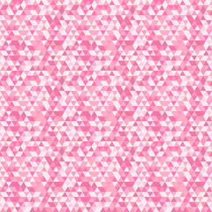 Geometric pattern with red and pink triangles. Seamless abstract background