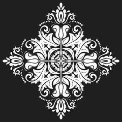 Elegant black and white ornament in classic style. Abstract traditional pattern with oriental elements
