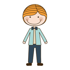 colorful caricature blonded guy with jacket and pants vector illustration