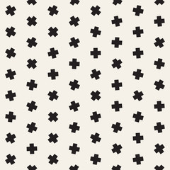Geometric Scattered Shapes. Vector Seamless Black and White Pattern