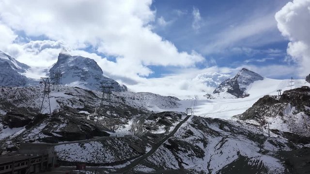 Time lapse of Mountains Ski Resort in Zermatt, Switzerland. 4K