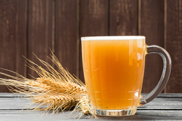 beer glass on a wooden background