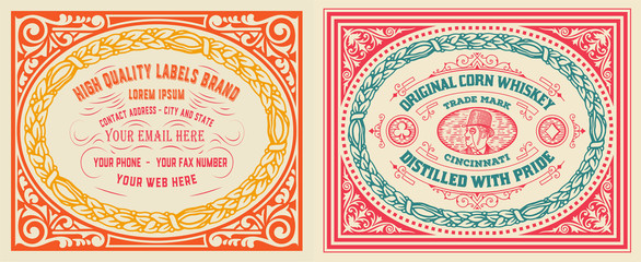Retro cards set with engraving and  floral details. Organized by layers.