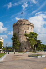 The white tower in Thessaloniki. The symbol of the city of Thessaloniki in Greece. Old medieval tower