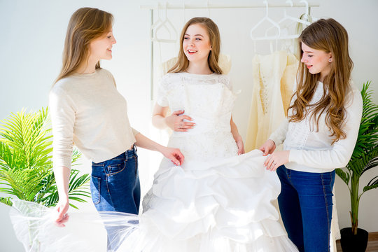 Woman choosing a wedding dress