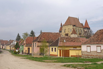 Fototapeta na wymiar Church and Village of Biertan in Transylvania, Romania