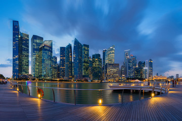 Singapore city business district with office buildings view.