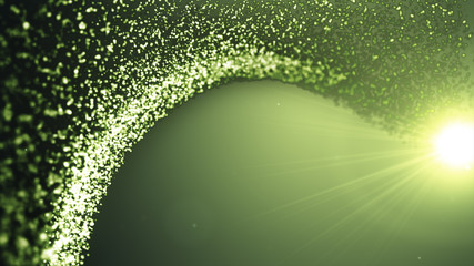 Abstract glowing dots, in a space with a bright flash