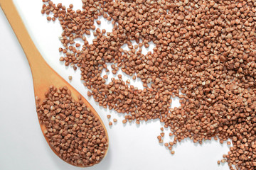 Buckwheat in wood spoon