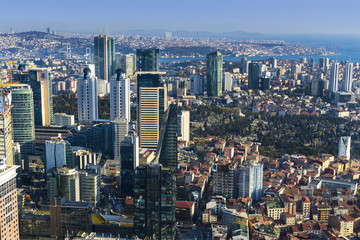 Panorama of the city of Istanbul from the observation platform Sapphire skyscraper multi-storey building