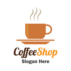coffee shop logo, label, badge with text space for your slogan / tagline,  vector illustration.