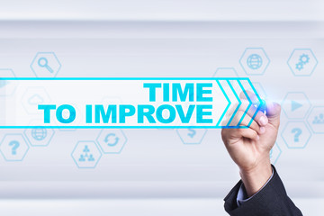 Businessman drawing on virtual screen. time to improve concept.