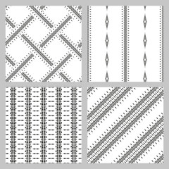 Vertical and diagonal monochrome black and white seamless pattern