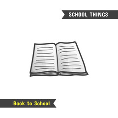 Back to School Supplies, vector hand drawn icon