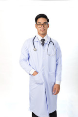 portrait of a smiling young male doctor with stethoscope