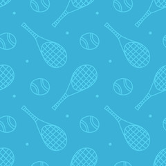 Doodle, hand drawn tennis seamless pattern background.