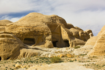 Ancient abandoned rock city of Petra in Jordan tourist attraction
