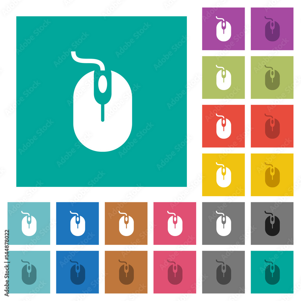 Poster Computer mouse square flat multi colored icons