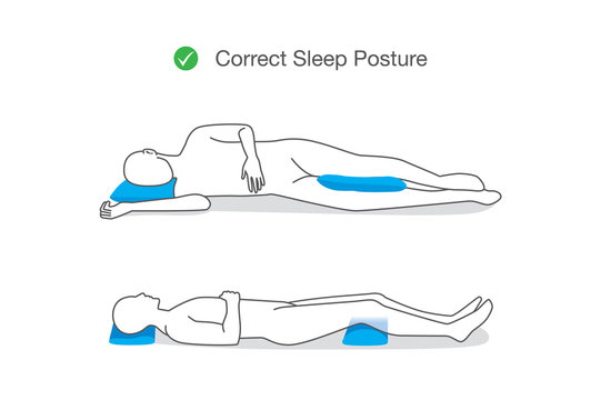 Correct posture while sleeping for maintaining your body. Illustration about healthy lifestyle.