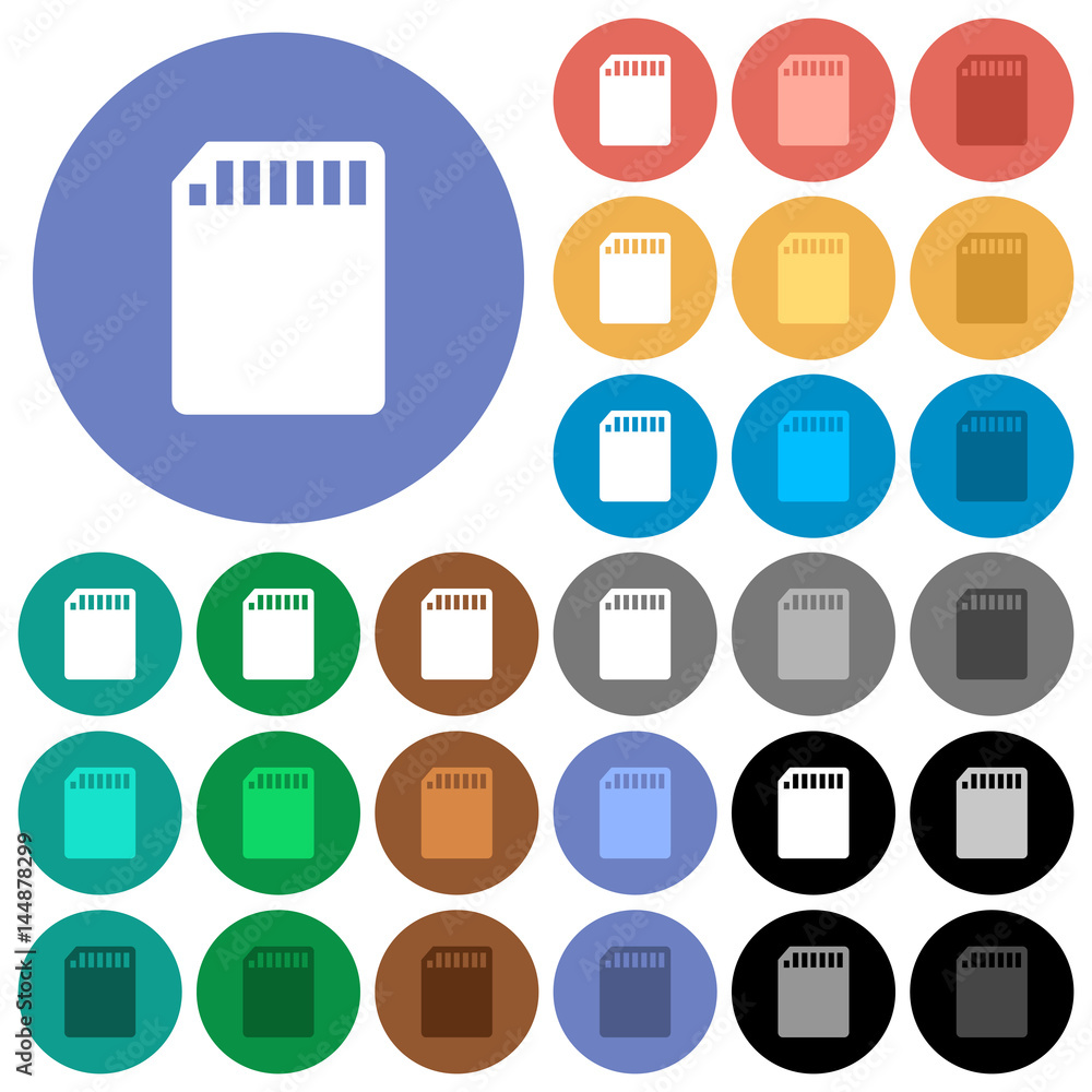 Poster sd memory card round flat multi colored icons