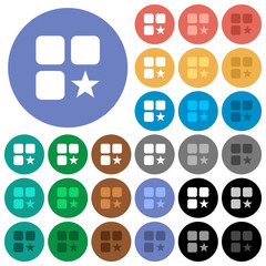 Rank component round flat multi colored icons