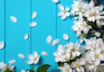 Spring flowers on wooden