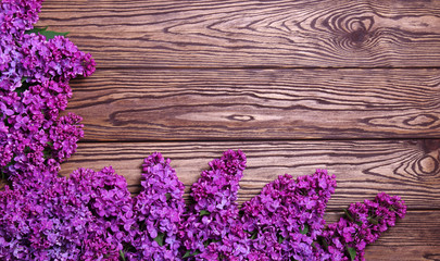 lilac flowers on a old wood