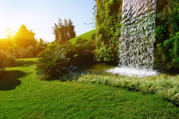 Waterfall on a sun