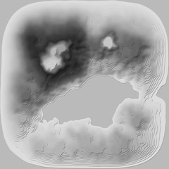 3d Topological map of mountains and hills. Cartography and topology. Vector illustration