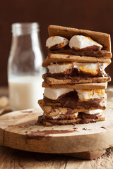 homemade marshmallow s'mores with chocolate on crackers